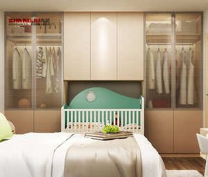 Armario de tela moderno con diseño de nogal, conjunto iluminado y <span class=keywords><strong>Et</strong></span> Armoire de China - Product Image 6