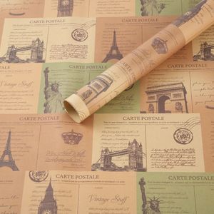 Papel de regalo Kraft personalizado OEM, superventas, mapa del mundo, hojas de papel de envoltura de la Torre <span class=keywords><strong>Eiffel</strong></span>, rollo de embalaje al por mayor - Product Image 4