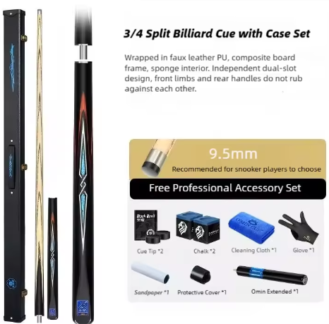 Black 3/4 Cue With Case Set