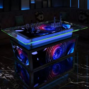 Stainless Steel Tempered Glass Ktv <strong>bar</strong> <strong>Pub</strong> LED Light Strip Table - Product Image 4