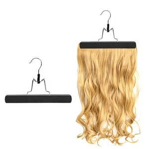 Wooden Skirt Hanger With Clips Multi Functional For <b>Clothes</b> Pants And Hair Storage Organizer Rectangle Shape Wall Mounted Type - Product Image 2