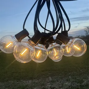 100ft 50ft 25ft G40 Patio String Light Outdoor Garland Festoon Globe Bulb Fairy New Year Party Garden Garlands Decorate