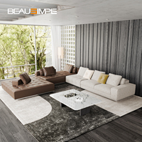 Canapé d'angle moderne en cuir italien et tissu, vente directe usine, mobilier de luxe pour salon, canapé Lawrence