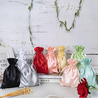Sacs à cordon en satin de soie écologiques et recyclables, personnalisables avec logo multicolore, 13x18cm/15x24cm, pour mariage, bijoux, perruques, cadeaux, maquillage