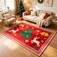 Rot-Weißer Weihnachtsteppich für Wohnzimmer Weicher Maschinenwaschbarer Teppich mit Silikonrückseite Faltbarer Festtags-Heimdekor-Teppich
