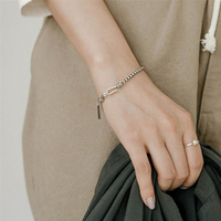 Bracelet chaîne minimaliste tendance en acier titane plaqué argent, bracelet couple homme femme, bijou à maillons, cadeau
