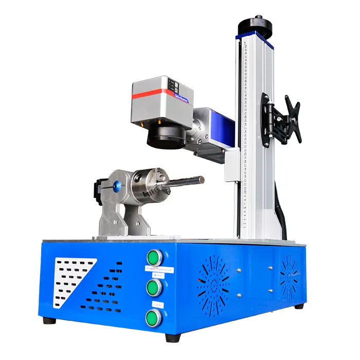 2023 stampante laser in metallo ad alta velocità 50W automatica in alluminio in acciaio inossidabile targhetta per marcatura cnc piccola macchina con asse rotante