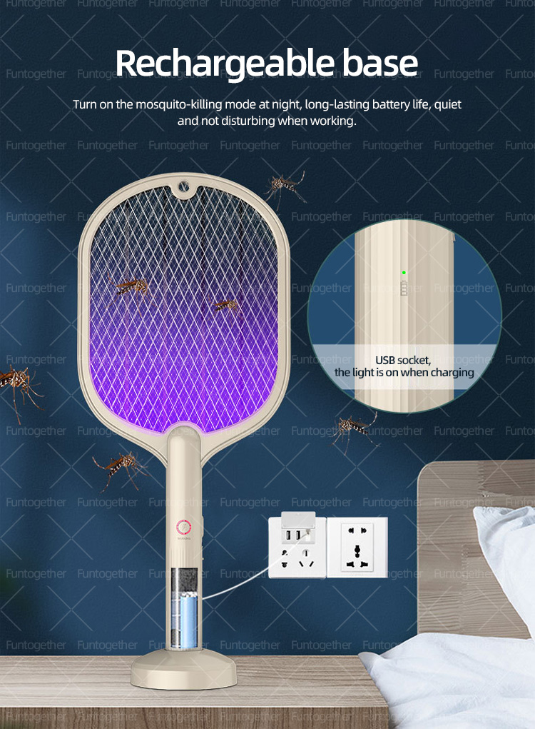 Household fly pest electric killer zapper with led light rechargeable racket eletrica mosquito