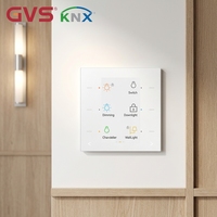 Panneau de commande multifonction GVS KNX Glass Sensor GS3 Pro avec contrôle de scène, capteur de température et d'humidité pour systèmes de maison intelligente