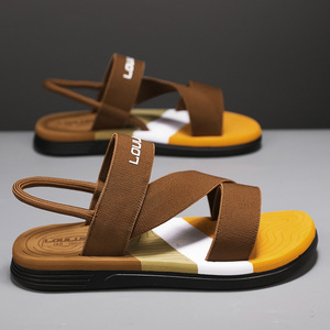 Sandalias Loulu con Tiras Cruzadas y Diseño Sólido para Hombre, Suela de Goma Antideslizante, Zapatos Casuales de Verano con Punta Abierta y Forro Textil - Product Image 1