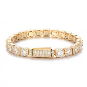 Bling Iced Out <b>Bracelet</b> AAA CZ Tennis Diamond <b>Bracelets</b> for Men 10mm Square Shape Cluster Tennis Chain Men Hiphop Jewelry - Product Image 6