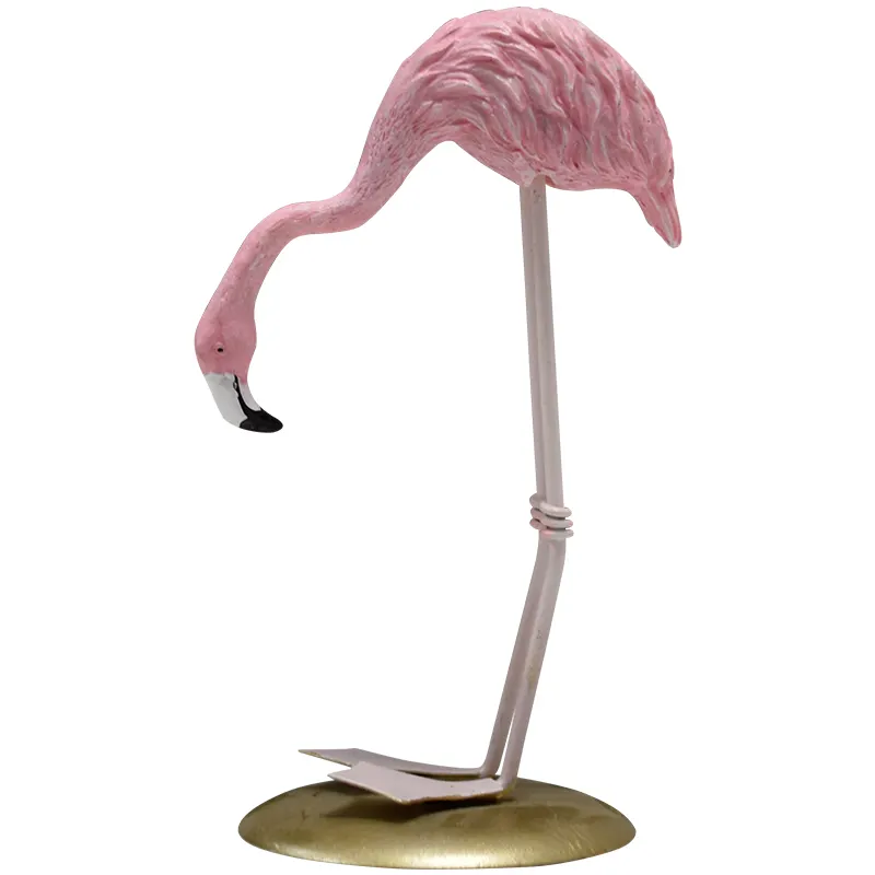 Yeni tasarım pembe Flamingo heykelcik simüle Flamingo kuş hayvan heykel ev yatak odası ofis masası dekorasyon reçine zanaat