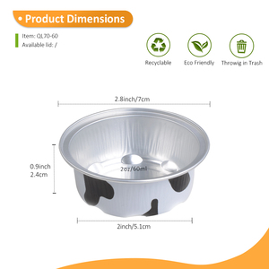 Vasos Desechables de Aluminio de 60 ml para Hornear, Vasos Redondos Pequeños de Papel de Aluminio de <span class=keywords><strong>3</strong></span> Pulgadas para Cupcakes, Pudín y Repostería para Fiestas - Product Image 4