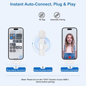 ไมโครโฟนขนาดเล็กไร้สายแบบมืออาชีพสำหรับ iPhone Android ไมโครโฟนติดปกเสื้อบลูทูธสำหรับการบันทึกวิดีโอ YouTube - Product Image 4