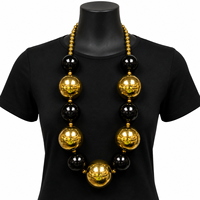 Groothandel Zwarte Gouden Ronde Metalen Grote Bal Kralen Ketting voor Carnavalsoptocht Feest Evenement Weggevers