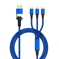Vente flash - Câble de charge 5 en 1 personnalisé avec logo, chargeur de téléphone multifonction, nylon tressé, USB Type C, cadeaux d'affaires