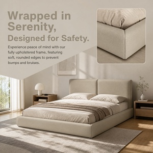 Cadre de <span class=keywords><strong>lit</strong></span> en cuir rembourré de luxe minimaliste, <span class=keywords><strong>lit</strong></span> plateforme moderne en tissu sur mesure pour chambre principale, vente en gros - Product Image 2