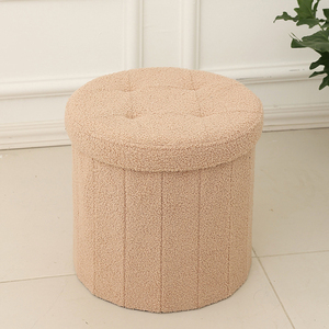 Beludru lipat bangku Ottoman kubus putih Teddy kain beludru bangku kaki penyimpanan pijakan kaki Ottoman - Product Image 6