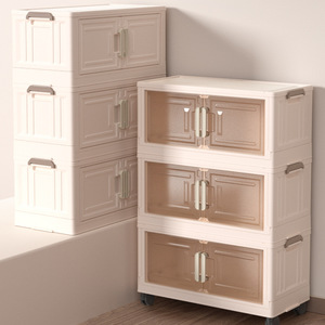 Shuangyi <b>Storage</b> Cabinet 3 Tier <b>Stackable</b> Folding <b>Wardrobe</b> With Doors For Kids Room Organization - Product Image 3