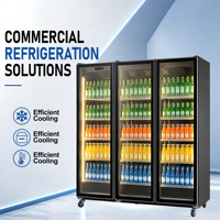 Équipement de réfrigération commerciale en gros, réfrigérateur vertical à 3 portes vitrées pour boissons, pour magasin