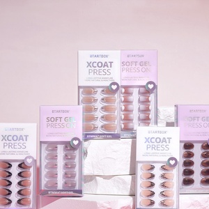 BTArtbox Soft Gel Short False Fake Nails Set with Glue Wholesale Handmade Cat Eye French Tip Gel XCOAT <b>Best</b> Press on Nails Bulk - Product Image 1