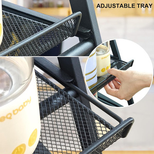 A-Frame <b>Kitchen</b> Storage <b>Rack</b> 3-Tier Black Foldable Standing Shelf For Seasoning Condiment Desktop Organizer - Product Image 3