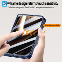 Étui de téléphone de luxe pour iPhone Duo, avec protection anti-rayures, effet cuir, protection de la vie privée, support magnétique rotatif