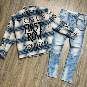 Tùy Chỉnh Thời Trang Đường Phố Cổ Điển Thêu Dài Tay Áo Nút Áo Sơ Mi Mens Quá Khổ Flannel Áo Khoác Sọc Áo Khoác Mùa Đông Áo Sơ Mi Cho Nam Giới - Product Image 2