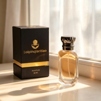 Flacons de parfum uniques et luxueux avec bouchon métallique 30ml 50ml, flacon de parfum vide en verre avec pulvérisateur à sertir, emballage en boîte, logo en feuille d'or