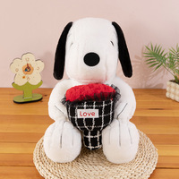 Boneka Hewan Snoopy Dog Bunga Hati Grosir Dekorasi Lucu Hadiah Boneka Karakter Anime Kartun Mainan Plush untuk Anak Perempuan