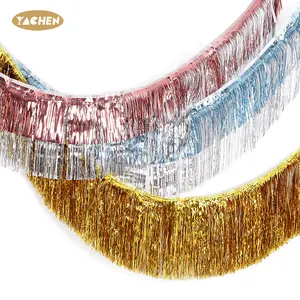 YACHEN Two Colors Foil Fringe Garland Metallic Tinsel Streamers Fringe Curtain Party Wall Hanging Decorations