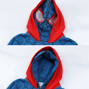 Felpa con <span class=keywords><strong>Cappuccio</strong></span> Oversize Personalizzata con Zip Integrale, Ricamo <span class=keywords><strong>Spiderman</strong></span>, Doppio <span class=keywords><strong>Cappuccio</strong></span> per Uomo - Product Image 4