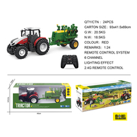 Camion semoir radiocommandé à l'échelle 1/24, 2,4 G, 6 canaux, modèle de tracteur RC John & Deered avec éclairage