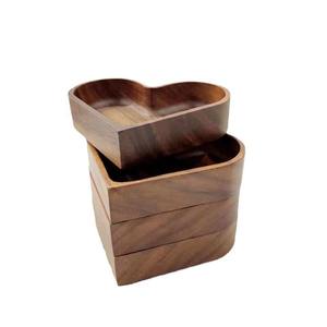 Plateau de service rectangulaire moderne en bois d'acacia avec glaçure craquelée naturelle, ensemble de 2 pièces, plateau de rangement pour collations, plateau à nourriture, plateau à bijoux - Product Image 2