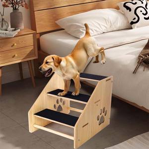 บันไดสุนัขบันไดไม้3ขั้นสำหรับสุนัขขนาดเล็กกลางสุนัขแมวบันไดขั้นบันไดสำหรับสัตว์เลี้ยงที่นอนสูงรถ - Product Image 4