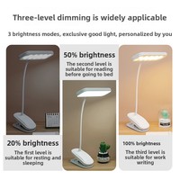 Lampe de bureau LED à clipser, protection des yeux, protection de la vision des enfants, rechargeable, commande tactile, CRI élevé 80-89, moderne et minimaliste