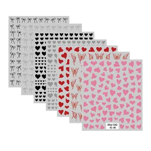 New MIX heart Butterfly wing Bow design luxury nail stickers for girls nail stickers Decoration