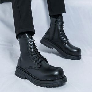 Bottes de Travail Rétro en PU à Bout Épais pour Couples, Style Western Cowboy, Collection Automne-Hiver 2026, pour Hommes et Femmes - Product Image 1