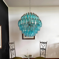 Luminaire suspendu en verre taillé à la main de style vintage français, avec cadre en métal électroplaqué, pour la décoration de villas, salles à manger et hôtels