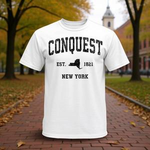 Camiseta deportiva vintage Conquest New York Ny para hombre, color blanco, 1821 Established - Product Image 3