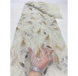 Gran oferta, ventas directas de fábrica, buen precio, Material agradable, encaje de lentejuelas, ropa de encaje francés para vestido de fiesta de noche Asoebi - Product Image 6