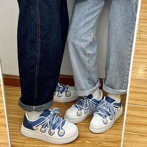 Venta al por mayor de moda de las mujeres de la plataforma de la zapatilla de deporte de moda con cordones Casual de piel sintética cómoda suela gruesa <span class=keywords><strong>tenis</strong></span> zapatos para caminar - Product Image 5