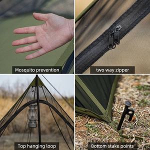 Tenda da <span class=keywords><strong>Campeggio</strong></span> Leggera in Poliestere con Zanzariera, Resistente agli Insetti, con Cerniera sul Fondo per <span class=keywords><strong>Campeggio</strong></span> Singolo in <span class=keywords><strong>Montagna</strong></span> - Product Image 2