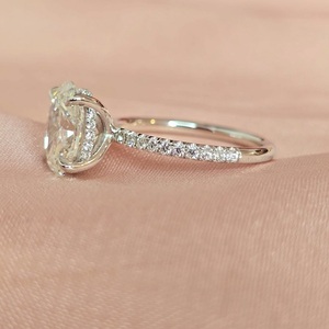 2 Carat Oval Lab Grown Diamond Engagement <b>Ring</b> Solid 14K Gold <b>Thin</b> Band Minimalist Solitaire Bridal Wedding for Certified VVS-VS - Product Image 4