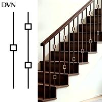Garde-corps d'escalier intérieur DVN, poteaux de balustrade modernes noirs simples/doubles rectangulaires, garde-corps de balcon intérieur en fer forgé