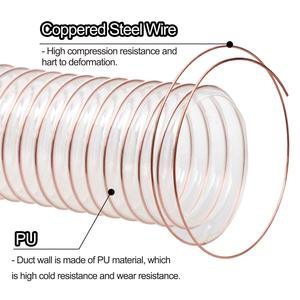 Tuyau flexible corrugué en spirale en fil d'acier PU souple, léger, hautement transparent, résistant à l'usure, pour échappement -40~+125 1 - Product Image 6