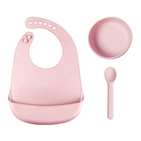 Lot de 3 pièces d'ustensiles de table en silicone pour bébé, 100% qualité alimentaire, sans BPA, motif dessin animé rouge pour enfants, bol à ventouse pour enfants Thistle