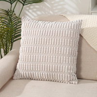Taie d'oreiller lavable en velours côtelé à rayures de couleur unie-Housse de coussin à fermeture à glissière super douce pour hôtel 18x18 20x20 pouces pour canapé chambre à coucher