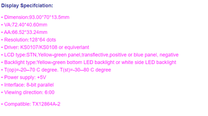 จอแสดงผล LCD 128X64จุดจอแสดงผล TS12864A-2 LCD โมดูล - Product Image 3