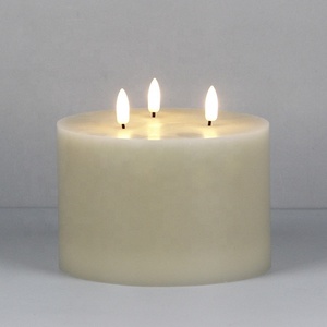 Lilin parafin ekstra besar kustom 3 sumbu baterai besar pilar LED tanpa api dengan lilin 3D nyata api - Product Image 2